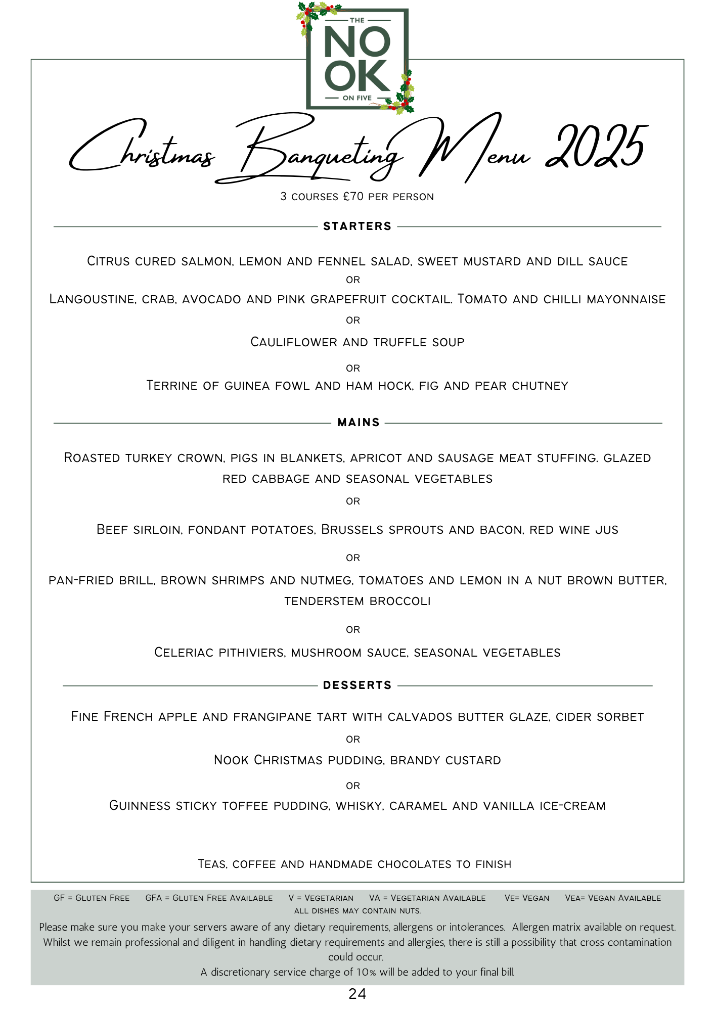 Christmas Banqueting Menu 2025