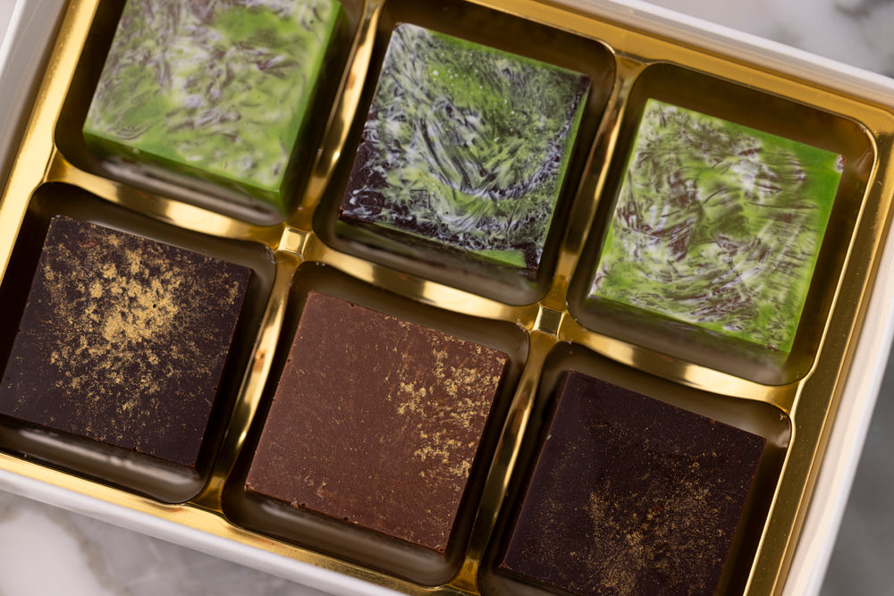 
                  
                    Assorted chocolate truffles in a gold box
                  
                